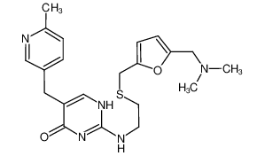2-[2-[[5-(2-aminopropan-2-yl)furan-2-yl]methylsulfanyl]ethylamino]-5-[(6-methylpyridin-3-yl)methyl]-1H-pyrimidin-6-one 83903-06-4