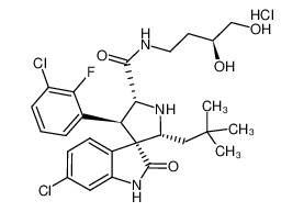 (2'R,3S,4'S,5'R)-6-chloro-4'-(3-chloro-2-fluorophenyl)-N-((S)-3,4-dihydroxybutyl)-2'-neopentyl-2-oxospiro[indoline-3,3'-pyrrolidine]-5'-carboxamide hydrochloride