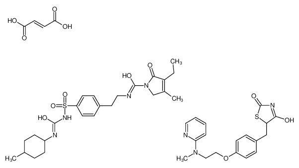 (Z)-but-2-enedioic acid,4-ethyl-3-methyl-N-[2-[4-[(4-methylcyclohexyl)carbamoylsulfamoyl]phenyl]ethyl]-5-oxo-2H-pyrrole-1-carboxamide,5-[[4-[2-[methyl(pyridin-2-yl)amino]ethoxy]phenyl]methyl]-1,3-thiazolidine-2,4-dione 1019201-23-0