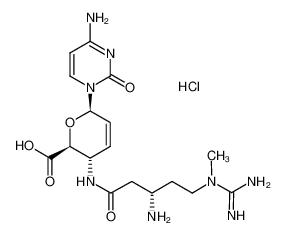 (2S,3S,6R)-3-[[(3R)-3-amino-5-[carbamimidoyl(methyl)amino]pentanoyl]amino]-6-(4-amino-2-oxopyrimidin-1-yl)-3,6-dihydro-2H-pyran-2-carboxylic acid,hydrochloride 3513-03-9