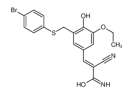 (E)-3-[3-[(4-bromophenyl)sulfanylmethyl]-5-ethoxy-4-hydroxyphenyl]-2-cyanoprop-2-enamide 107761-27-3
