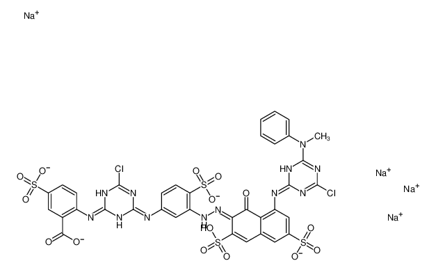 tetrasodium,2-[[4-chloro-6-[3-[2-[8-[[4-chloro-6-(N-methylanilino)-1,3,5-triazin-2-yl]amino]-1-oxo-3-sulfo-6-sulfonatonaphthalen-2-ylidene]hydrazinyl]-4-sulfonatoanilino]-1,3,5-triazin-2-yl]amino]-5-sulfonatobenzoate 52246-55-6