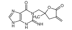 2-amino-1-[(2-methyl-4-methylidene-5-oxooxolan-2-yl)methyl]-7H-purin-6-one 105970-04-5