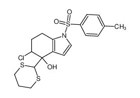 5-chloro-4-(1,3-dithian-2-yl)-4-hydroxy-1-(p-toluenesulfonyl)-4,5,6,7-tetrahydroindole 106486-87-7