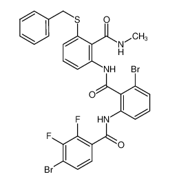 N-(2-((3-(benzylthio)-2-(methylcarbamoyl)phenyl)carbamoyl)-3-bromophenyl)-4-bromo-2,3-difluorobenzamide 1447017-99-3