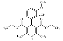 diethyl 4-(2-hydroxy-3-methoxyphenyl)-2,6-dimethyl-1,4-dihydropyridine-3,5-dicarboxylate (en)3,5-Pyridinedicarboxylic acid, 1,4-dihydro-4-(2-hydroxy-3-methoxyphenyl)-2,6-dimethyl-, diethyl ester (en) 629649-71-4