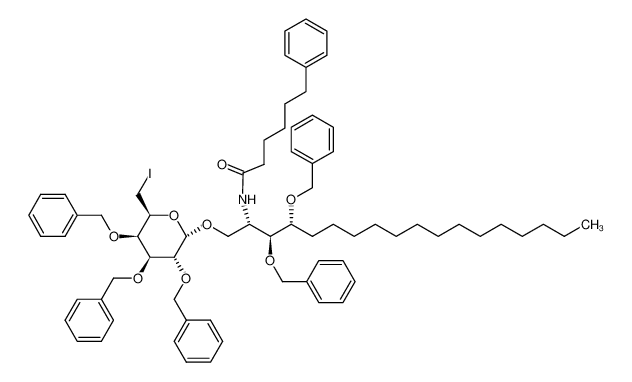 3,4-di-O-benzyl-1-O-(2,3,4-tri-O-benzyl-6-hydroxy-6-iodo-α-D-galactopyranosyl)-2-(6-phenylhexanoyl)aminooctadecane-1,3,4-triol 1352408-17-3