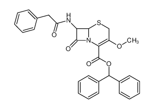 (6R)-3-methoxy-8-oxo-7t-(2-phenyl-acetylamino)-(6rH)-5-thia-1-aza-bicyclo[4.2.0]oct-2-ene-2-carboxylic acid benzhydryl ester