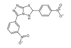 3-(3-nitrophenyl)-6-(4-nitrophenyl)-5,6-dihydro[1,2,4]triazolo[3,4-b][1,3,4]thiadiazole (en)1,2,4-Triazolo[3,4-b][1,3,4]thiadiazole, 5,6-dihydro-3-(3-nitrophenyl)-6-(4-nitrophenyl)- (en) 215996-75-1