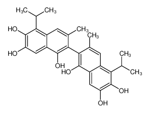 3-methyl-5-propan-2-yl-2-(1,6,7-trihydroxy-3-methyl-5-propan-2-ylnaphthalen-2-yl)naphthalene-1,6,7-triol 475-56-9