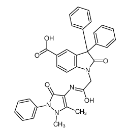 1-[2-[(1,5-dimethyl-3-oxo-2-phenylpyrazol-4-yl)amino]-2-oxoethyl]-2-oxo-3,3-diphenylindole-5-carboxylic acid