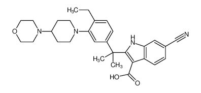6-Cyano-2-[1-[4-ethyl-3-[4-(4-morpholinyl)-1-piperidinyl]phenyl]-1-methylethyl]-1H-indole-3-carboxylic acid 1256584-78-7