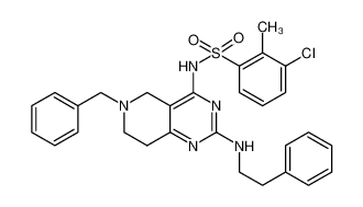 N-[6-benzyl-2-(2-phenylethylamino)-7,8-dihydro-5H-pyrido[4,3-d]pyrimidin-4-yl]-3-chloro-2-methylbenzenesulfonamide 1208123-85-6