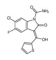 (Z)-5-Fluoro-6-chloro-2,3-dihydro-3-[hydroxy-(2-thienyl)methylene]-2-oxo-1H-indole-1-carboxamide 135202-79-8