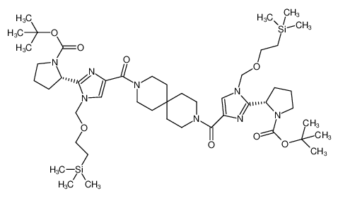 (S,S)-2-(4-(9-(1-(2-trimethylsilanylethoxymethyl)-1H-imidazoIe-4-carbonyl)-3,9-diazaspiro[5.5]undecane-3-carbonyl)-1-(2-trimethylsilanylethoxymethyl)-1H-imidazoI-2-yl)pyrrolidine-1-carboxylic acid tert-butyl ester 1256386-59-0