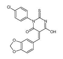 (5E)-5-(1,3-benzodioxol-5-ylmethylidene)-1-(4-chlorophenyl)-2-sulfanylidene-1,3-diazinane-4,6-dione