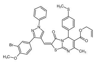 6998-11-4 prop-2-enyl 2-[[3-(3-bromo-4-methoxyphenyl)-1-phenylpyrazol-4-yl]methylidene]-7-methyl-5-(4-methylsulfanylphenyl)-3-oxo-5H-[1,3]thiazolo[3,2-a]pyrimidine-6-carboxylate