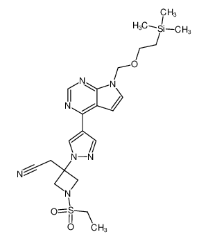 2-[1-ethanesulfonyl-3-[4-(7-[(2-(trimethylsilyl)ethoxy)methyl]-7H-pyrrolo[2,3-d]pyrimidine-4-yl)-1H-pyrazol-1-yl]azetidin-3-yl]acetonitrile
