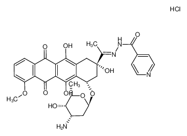N'-(1-((2S,4S)-4-(((2R,4S,5S,6S)-4-amino-5-hydroxy-6-methyltetrahydro-2H-pyran-2-yl)oxy)-2,5,12-trihydroxy-7-methoxy-6,11-dioxo-1,2,3,4,6,11-hexahydrotetracen-2-yl)ethylidene)isonicotinohydrazide hydrochloride 110925-39-8