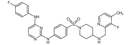 N2-(4-{4-[(3-fluoro-4-methylpyridin-2-ylmethyl)amino]piperidine-1-sulphonyl}-phenyl)-N4-(4-fluorophenyl)pyrimidine-2,4-diamine 1049667-84-6