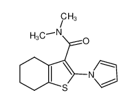 N,N-dimethyl-2-(1H-pyrrol-1-yl)-4,5,6,7-tetrahydro-1-benzothiophene-3-carboxamide (en)Benzo[b]thiophene-3-carboxamide, 4,5,6,7-tetrahydro-N,N-dimethyl-2-(1H-pyrrol-1-yl)- (en) 151258-69-4