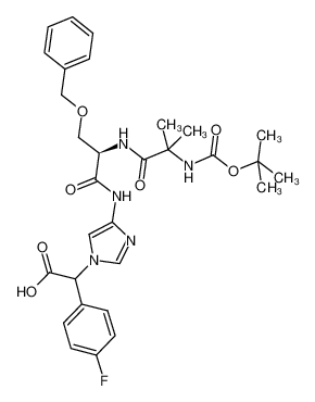 2-(4-((R)-3-(benzyloxy)-2-(2-((tert-butoxycarbonyl)amino)-2-methylpropanamido)propanamido)-1H-imidazol-1-yl)-2-(4-fluorophenyl)acetic acid 220531-20-4