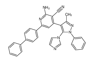 4-(5-(1H-imidazol-1-yl)-3-methyl-1-phenyl-1H-pyrazol-4-yl)-6-([1,1'-biphenyl]-4-yl)-2-aminonicotinonitrile 1620514-22-8