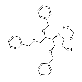 (3R,4R,5R)-5-[1,2-bis(phenylmethoxy)ethyl]-2-ethoxy-4-phenylmethoxyoxolan-3-ol 10310-32-4