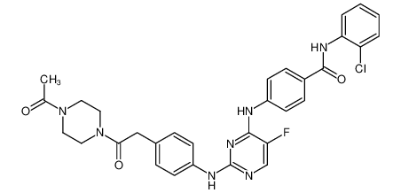 4-{[2-({4-[2-(4-Acetyl-1-piperazinyl)-2-oxoethyl]phenyl}amino)-5- fluoro-4-pyrimidinyl]amino}-N-(2-chlorophenyl)benzamide 1158838-43-7
