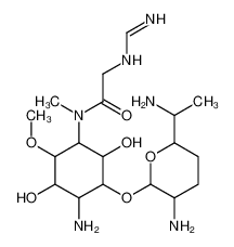(E)-N-(4-Amino-3-{[3-amino-6-(1-aminoethyl)tetrahydro-2H-pyran-2-yl]oxy}-2,5-dihydroxy-6-methoxycyclohexyl)-N<sup>2</sup>-(aminomethylene)-N-methylglycinamide