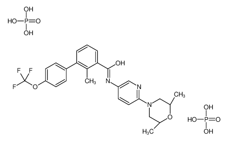 N-[6-[(2S,6R)-2,6-dimethylmorpholin-4-yl]pyridin-3-yl]-2-methyl-3-[4-(trifluoromethoxy)phenyl]benzamide,phosphoric acid 1218778-77-8