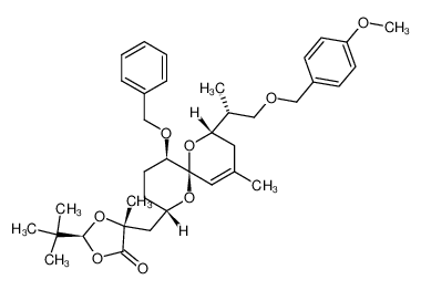 (2S,5R)-5-(((2S,5R,6R,8S)-5-(benzyloxy)-8-((R)-1-((4-methoxybenzyl)oxy)propan-2-yl)-10-methyl-1,7-dioxaspiro[5.5]undec-10-en-2-yl)methyl)-2-(tert-butyl)-5-methyl-1,3-dioxolan-4-one 194039-03-7