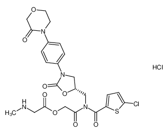 2-[[(5-chloro-2-thienyl)carbonyl]({(5S)-2-oxo-3-[4-(3-oxomorpholin-4-yl)phenyl]-1,3-oxazolidin-5-yl}methyl)amino]-2-oxoethyl N-methylglycinate hydrochloride 947180-76-9
