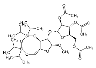 methyl 2-O-(2,3,5-tri-O-acetyl-α-D-arabinofuranosyl)-3,5-O-(1,1,3,3-tetraisopropylsiloxane-1,3-diyl)-α-D-arabinofuranoside 262603-80-5