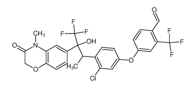 4-{3-Chloro-4-[3,3,3-trifluoro-2-hydroxy-1-methyl-2-(4-methyl-3-oxo-3,4-dihydro-2H-benzo[1,4]oxazin-6-yl)-propyl]-phenoxy}-2-trifluoromethyl-benzaldehyde 1246686-23-6