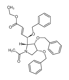 (2R,3S,4R)-1-acetyl-3,4-dibenzyloxy-2-((1R,2E)-1-benzyloxy-3-ethoxycarbonyl-2-propenyl)pyrrolidine 90706-26-6