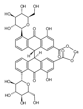 (R*,R*)-5,5'-二(beta-D-吡喃葡萄糖基氧基)-9,9',10,10'-四氢-4,4'-二羟基-10,10'-二氧代(9,9'-联蒽)-2,2'-二羧酸钙
