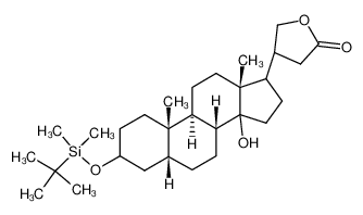 4-((5R,8R,9S,10S,13R)-3-((tert-butyldimethylsilyl)oxy)-14-hydroxy-10,13-dimethylhexadecahydro-1H-cyclopenta[a]phenanthren-17-yl)dihydrofuran-2(3H)-one 62396-34-3