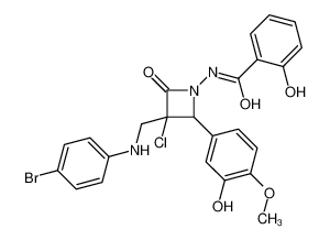N-[3-[(4-bromoanilino)methyl]-3-chloro-2-(3-hydroxy-4-methoxyphenyl)-4-oxoazetidin-1-yl]-2-hydroxybenzamide 87444-01-7