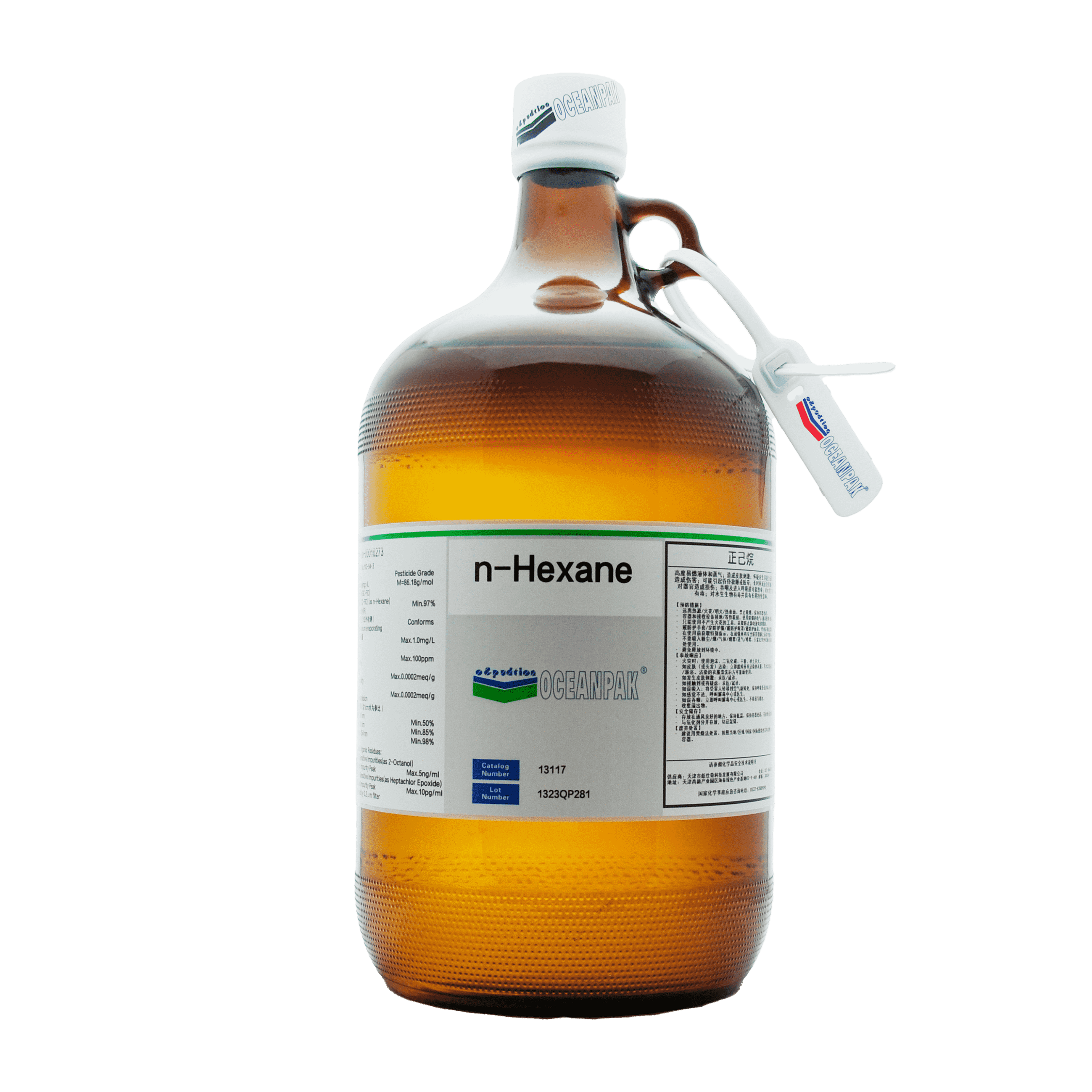 OCEANPAK/欧森巴克 正己烷 农残级溶剂 4L/瓶 现货