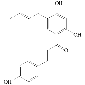 (E)-1-[2,4-dihydroxy-5-(3-methylbut-2-enyl)phenyl]-3-(4-hydroxyphenyl)prop-2-en-1-one 98%