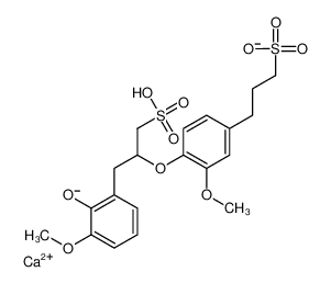 Calcium 3-(2-hydroxy-3-methoxyphenyl)-2-[2-methoxy-4-(3-sulfonato propyl)phenoxy]-1-propanesulfonate 8061-52-7