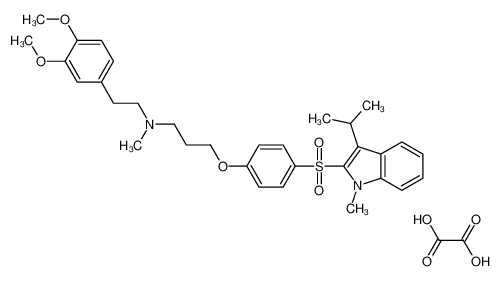 N-[2-(3,4-dimethoxyphenyl)ethyl]-N-methyl-3-[4-(1-methyl-3-propan-2-ylindol-2-yl)sulfonylphenoxy]propan-1-amine,oxalic acid 121346-33-6