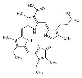 18-(2-carboxyethyl)-8,12-diethyl-3,7,13,17-tetramethyl-21,22-dihydroporphyrin-2-carboxylic acid 26640-04-0