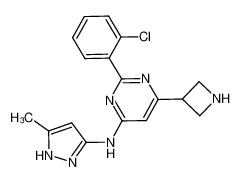 6-azetidin-3-yl-2-(2-chlorophenyl)-N-(5-methyl-1H-pyrazol-3-yl)-pyrimidin-4-amine 1025030-28-7