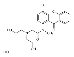 2-[bis(2-hydroxyethyl)amino]-N-[4-chloro-2-(2-chlorobenzoyl)phenyl]-N-methylacetamide,hydrochloride 75615-92-8