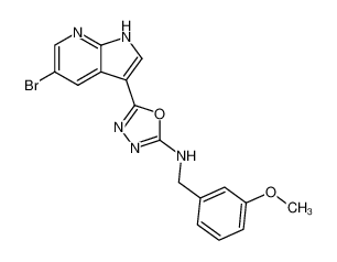 5-(5-bromo-1H-pyrrolo[2,3-b]pyridin-3-yl)-N-(3-methoxybenzyl)-1,3,4-oxadiazol-2-amine 1210437-59-4