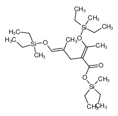 104665-12-5 spectrum, 5-[(diethylmethylsilyl)oxy]-2-[1-[(diethylmethylsilyl)oxy]ethylidene]-4-methyl-4-pentenoic acid diethylmethylsilyl ester