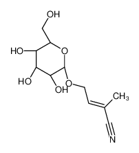 (Z)-2-methyl-4-[(2R,3R,4S,5S,6R)-3,4,5-trihydroxy-6-(hydroxymethyl)oxan-2-yl]oxybut-2-enenitrile 168433-86-1