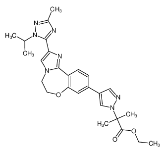 ethyl 2-(4-(2-(1-isopropyl-3-methyl-1H-1,2,4-triazol-5-yl)-5,6-dihydrobenzo[f]imidazo[1,2-d][1,4]oxazepin-9-yl)-1H-pyrazol-1-yl)-2-methylpropanoate